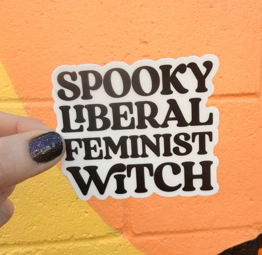 Spooky Liberal Feminist Witch Sticker - Spiral Circle