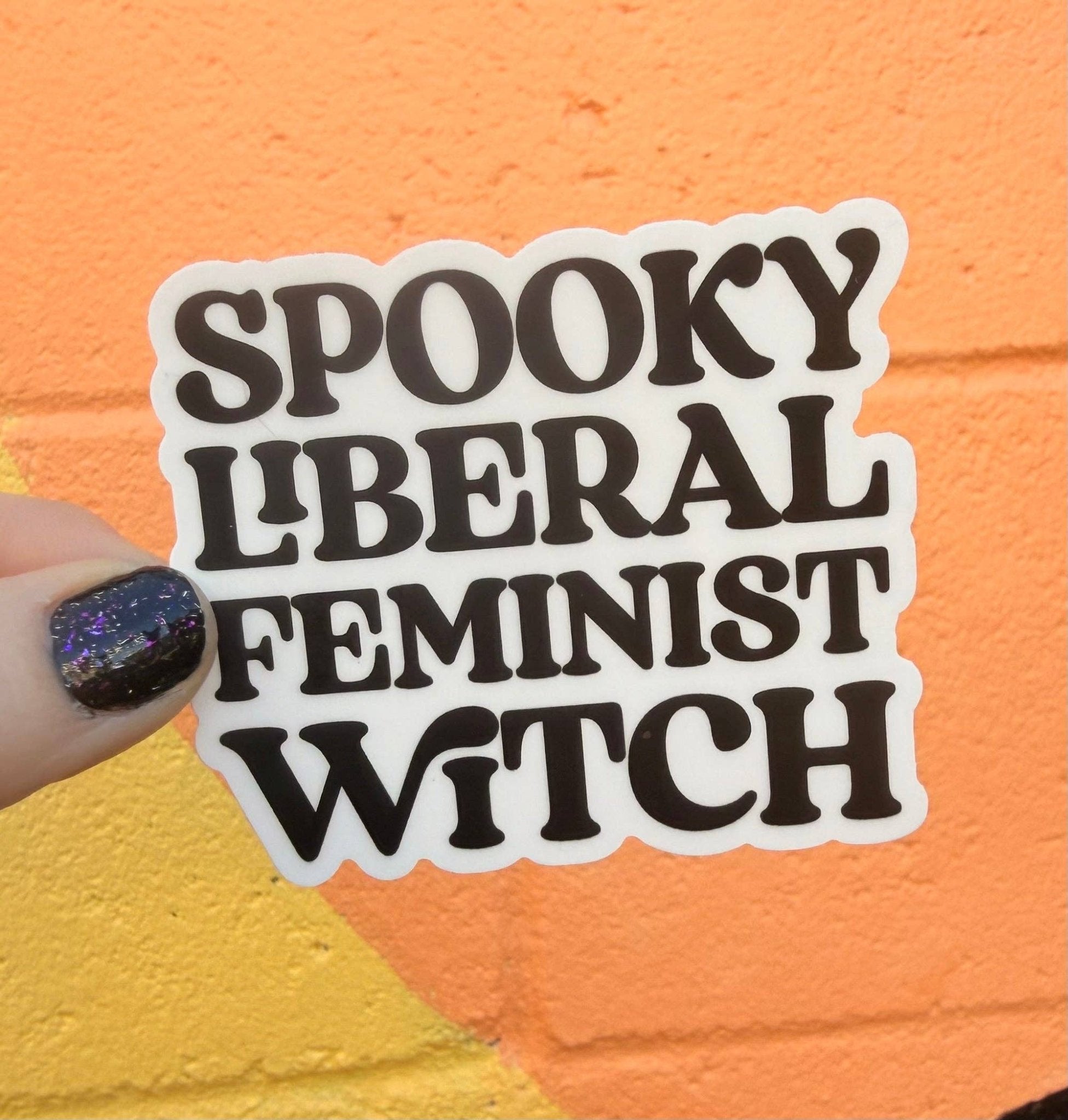 Spooky Liberal Feminist Witch Sticker - Spiral Circle