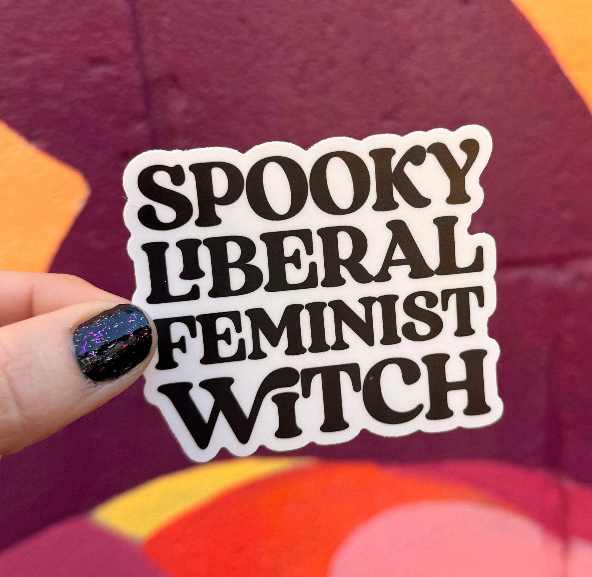Spooky Liberal Feminist Witch Sticker - Spiral Circle