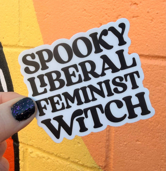Spooky Liberal Feminist Witch Sticker - Spiral Circle