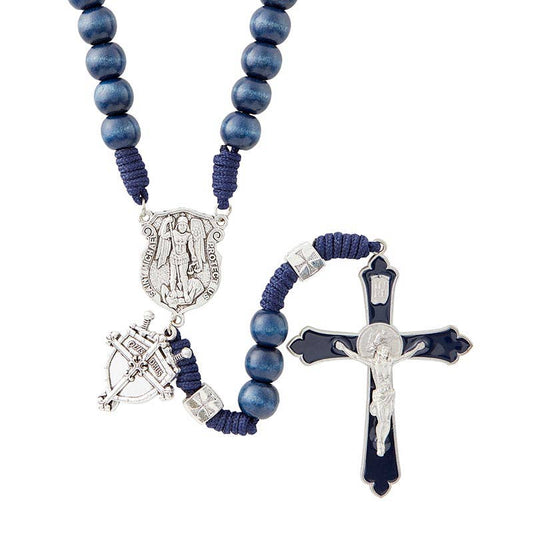 St. Michael Paracord Blue Rosary - Spiral Circle
