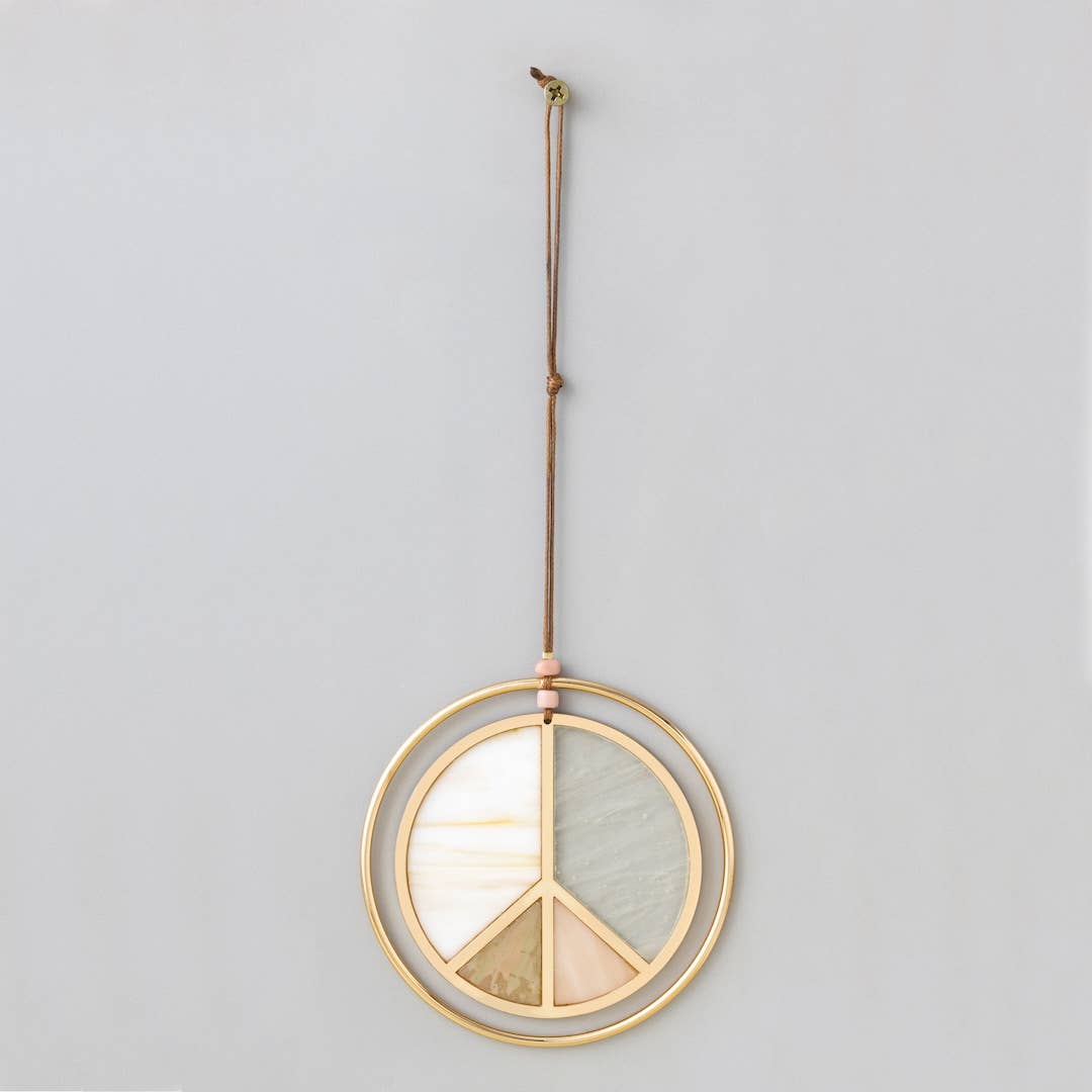Stained Glass Light Catcher - Peace Sign - Spiral Circle