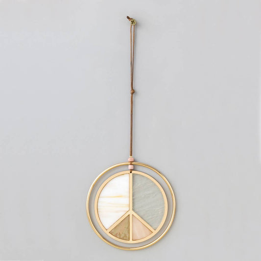 Stained Glass Light Catcher - Peace Sign - Spiral Circle