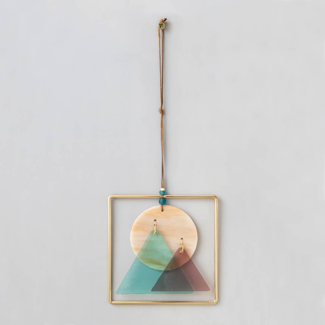 Stained Glass Light Catcher - Sunset Mountains - Spiral Circle