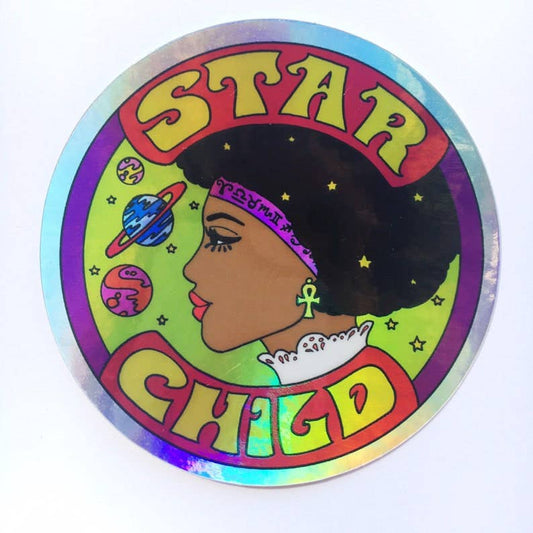 Star Child Hologram STICKER 3 Inch - Spiral Circle
