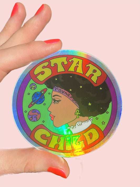 Star Child Hologram STICKER 3 Inch - Spiral Circle