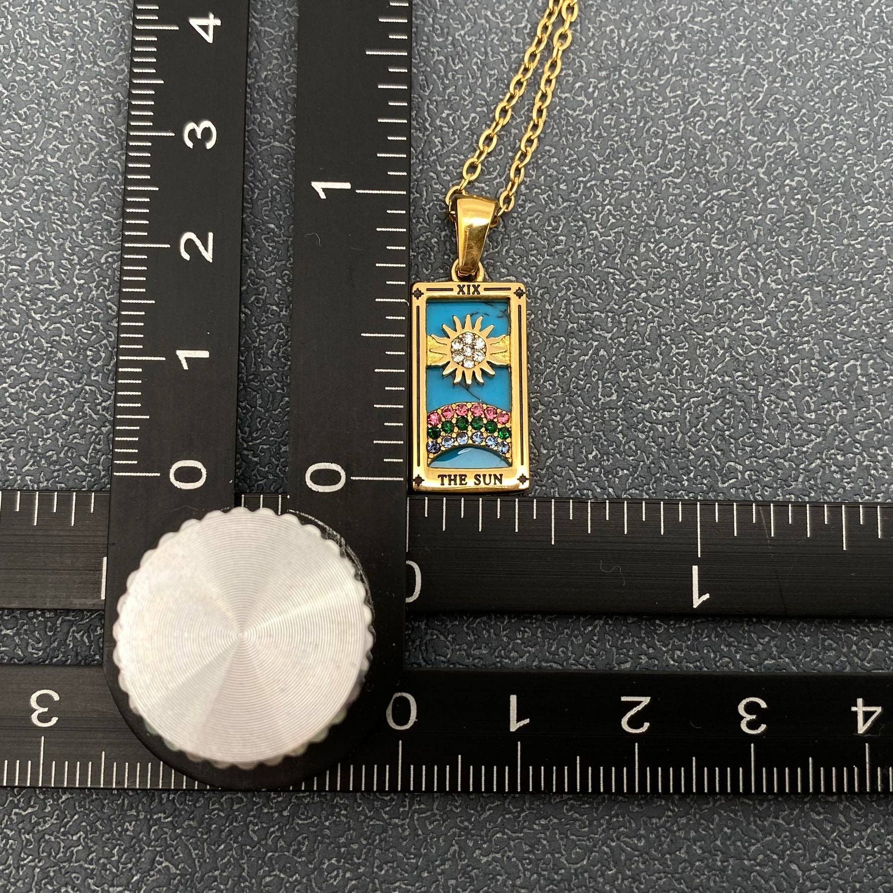 Star Moon Tarot 18K Gold Plated Steel Necklace - FGS/MS - Spiral Circle