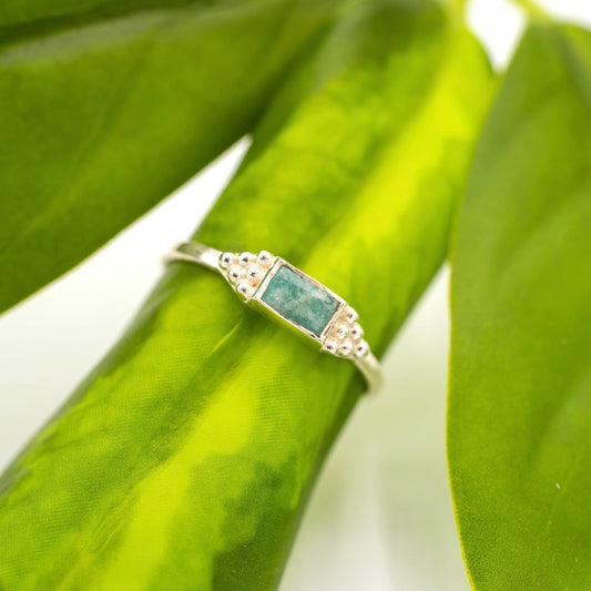 Sterling Silver Amazonite Ring - Spiral Circle