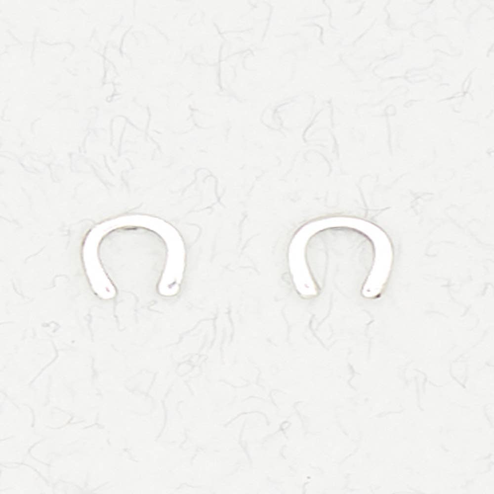 Sterling Silver Ear Studs - Horse Shoe - Spiral Circle