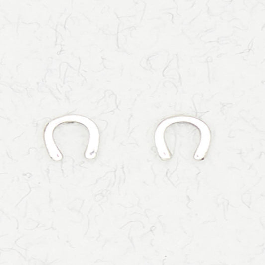 Sterling Silver Ear Studs - Horse Shoe - Spiral Circle