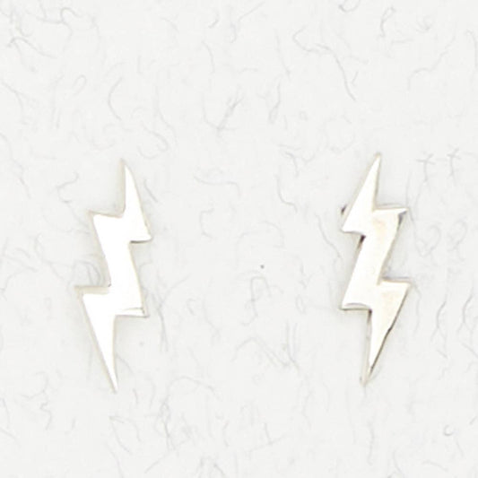 Sterling Silver Ear Studs - Lightning Bolt - Spiral Circle