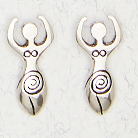 Sterling Silver Ear Studs - Spiral Goddess - Spiral Circle