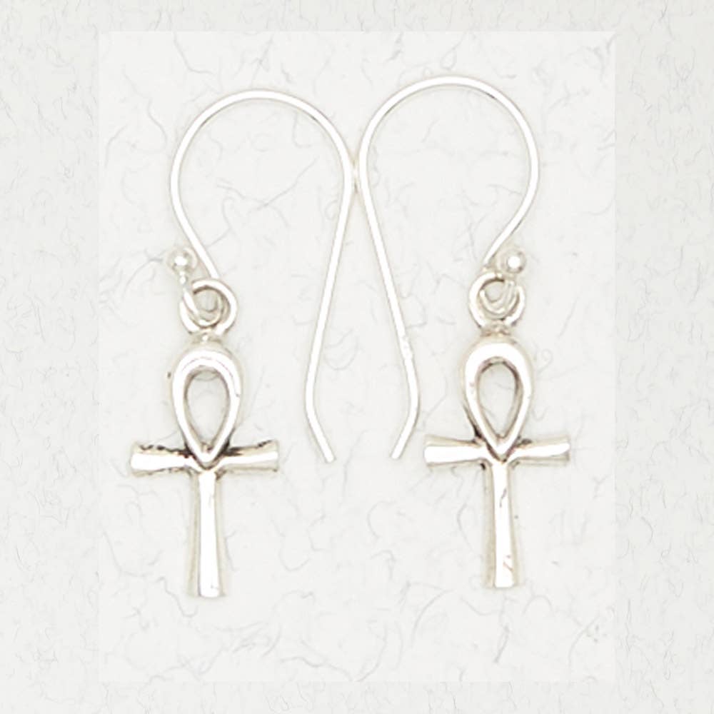 Sterling Silver Earrings - Ankh - Spiral Circle