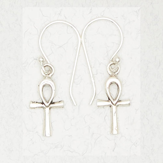 Sterling Silver Earrings - Ankh - Spiral Circle