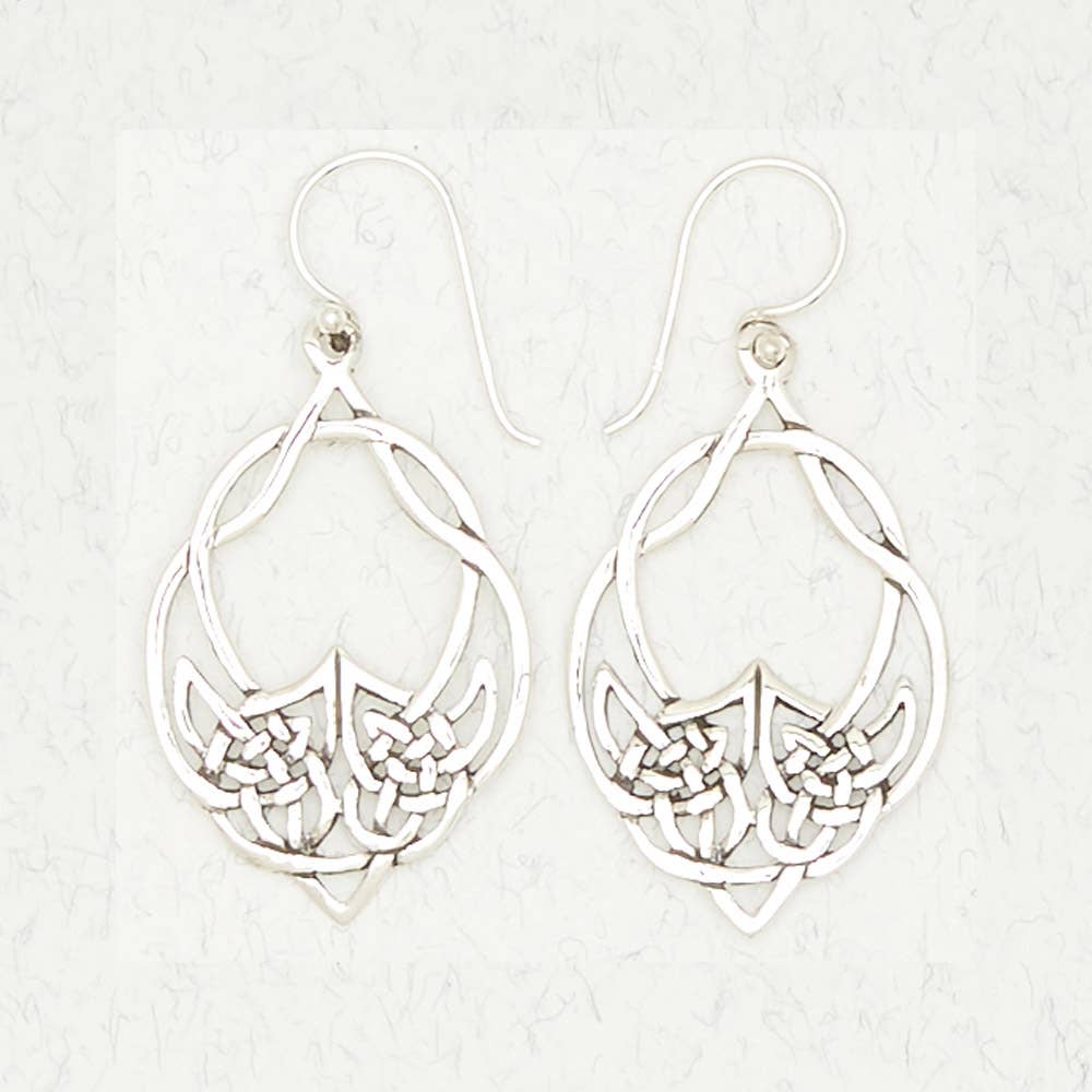 Sterling Silver Earrings - Celtic Weave - Spiral Circle