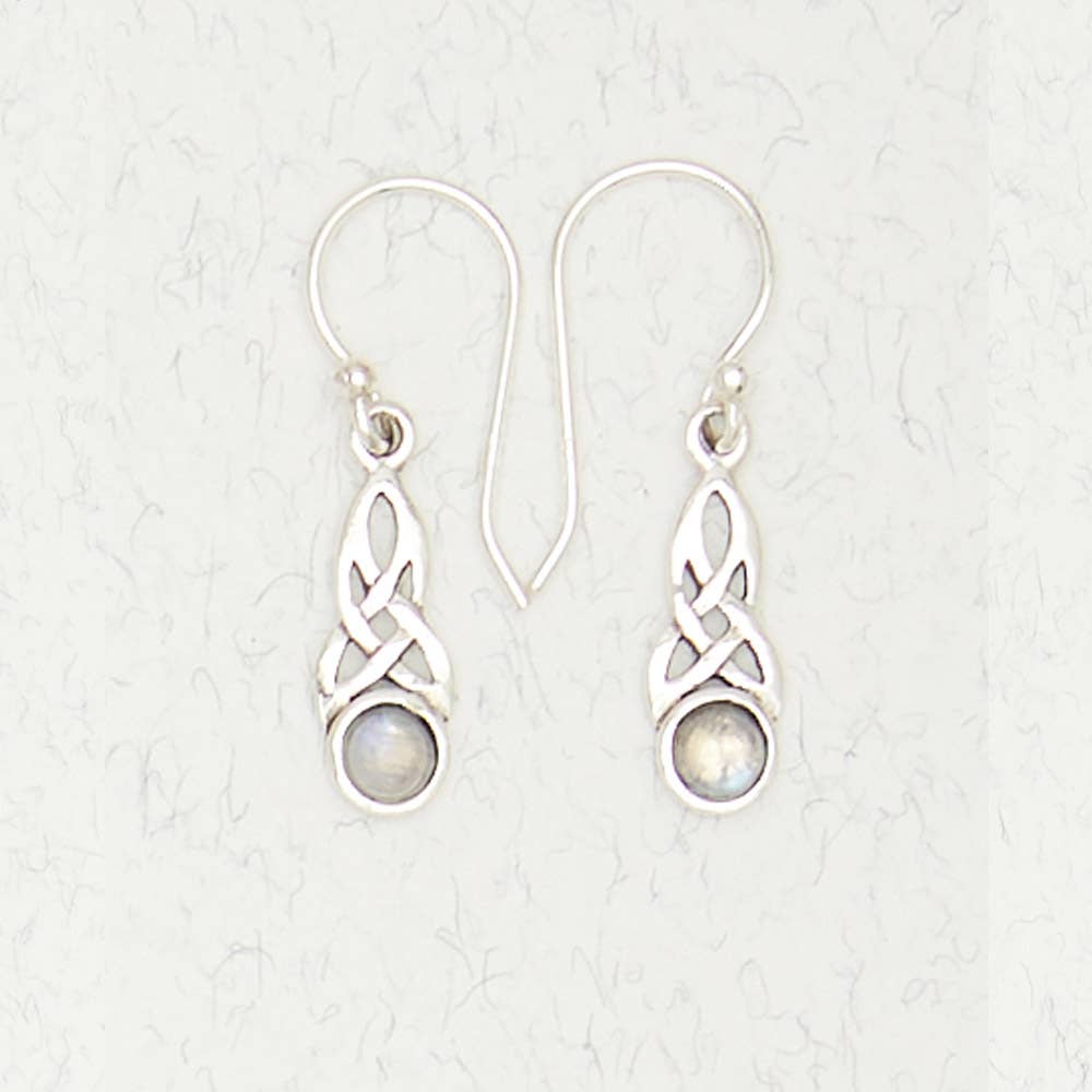 Sterling Silver Earrings - Celtic Weave with Accent Stone - Spiral Circle
