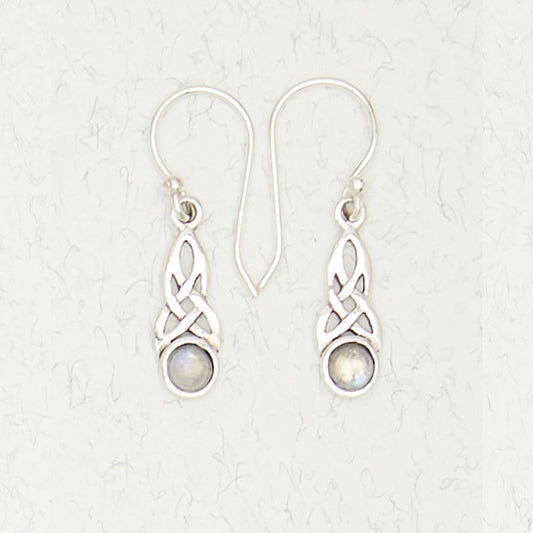Sterling Silver Earrings - Celtic Weave with Accent Stone - Spiral Circle