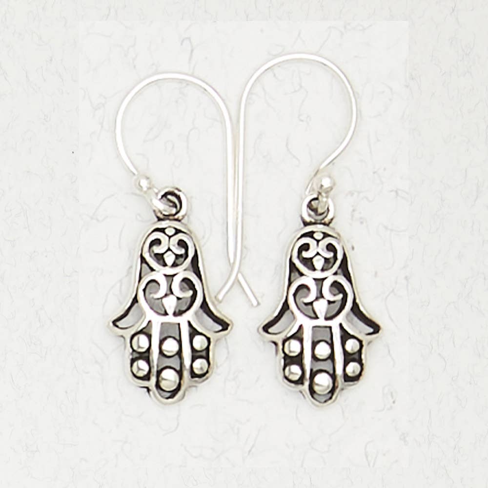 Sterling Silver Earrings - Hamsa - Spiral Circle