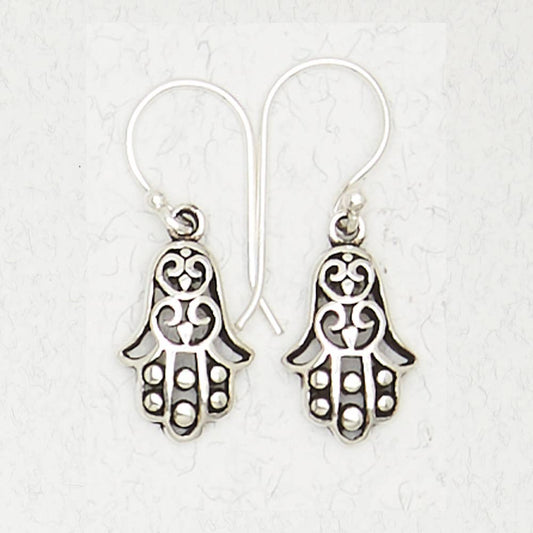 Sterling Silver Earrings - Hamsa - Spiral Circle