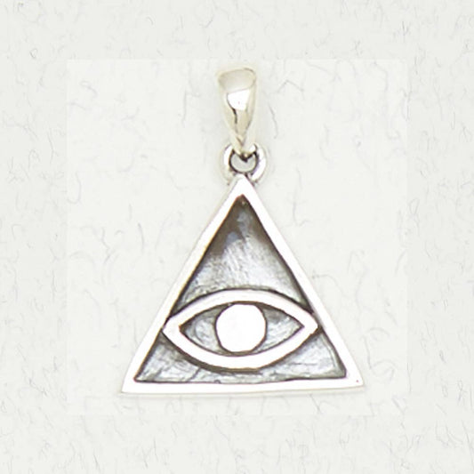 Sterling Silver Pendant - All Seeing Eye - Spiral Circle
