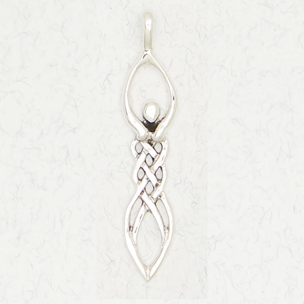 Sterling Silver Pendant - Celtic Goddess - Spiral Circle
