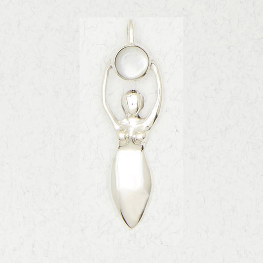 Sterling Silver Pendant - Drawing Down w Mother of Pearl - Spiral Circle