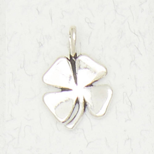 Sterling Silver Pendant - Four Leaf Clover - Spiral Circle