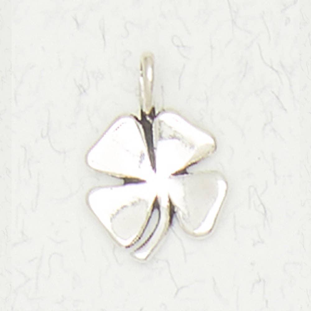 Sterling Silver Pendant - Four Leaf Clover - Spiral Circle