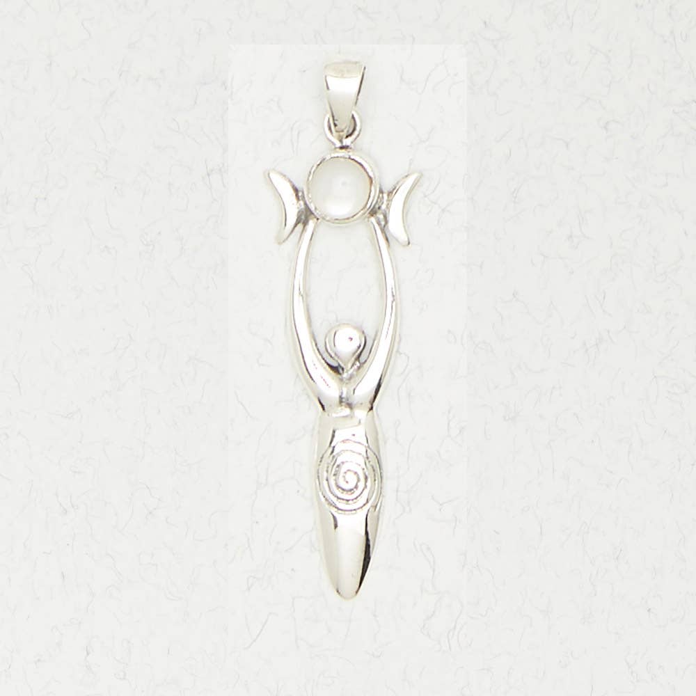 Sterling Silver Pendant - Inlaid with Mother of Pearl - Spiral Circle