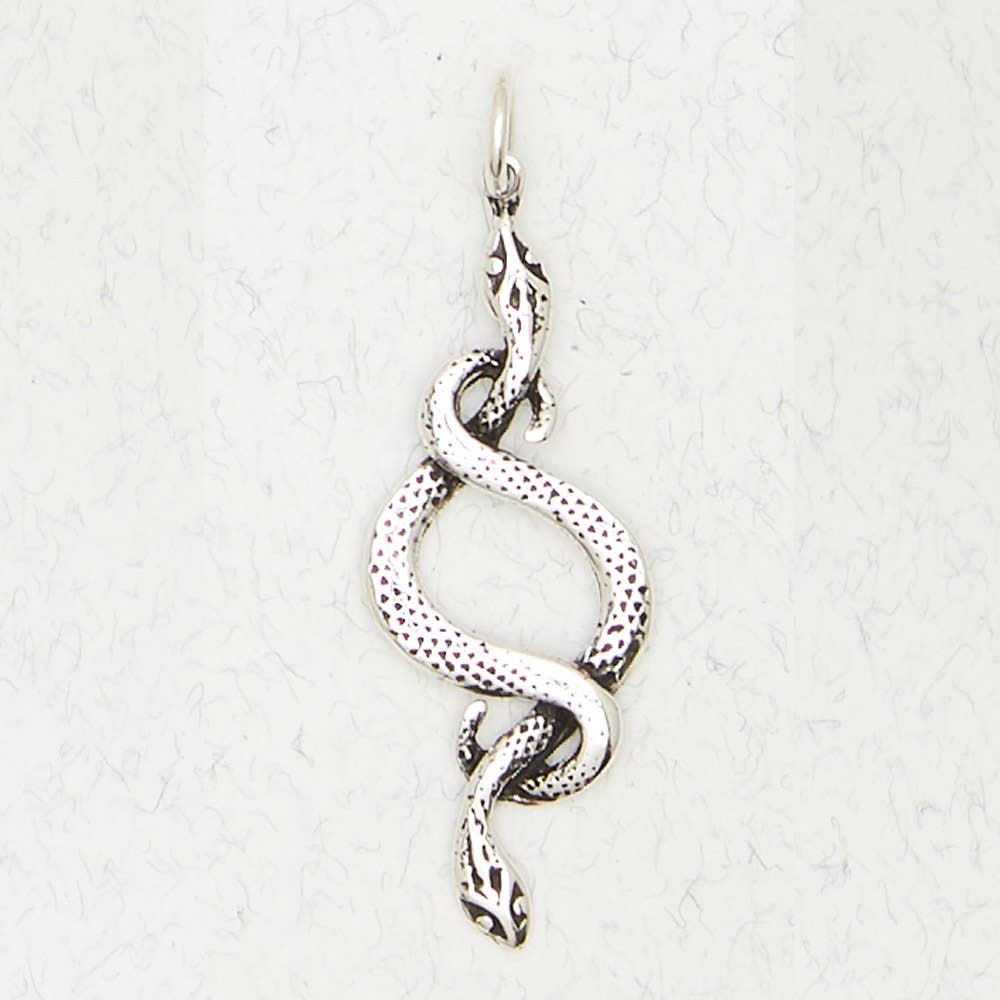 Sterling Silver Pendant - Mating Snakes - Spiral Circle