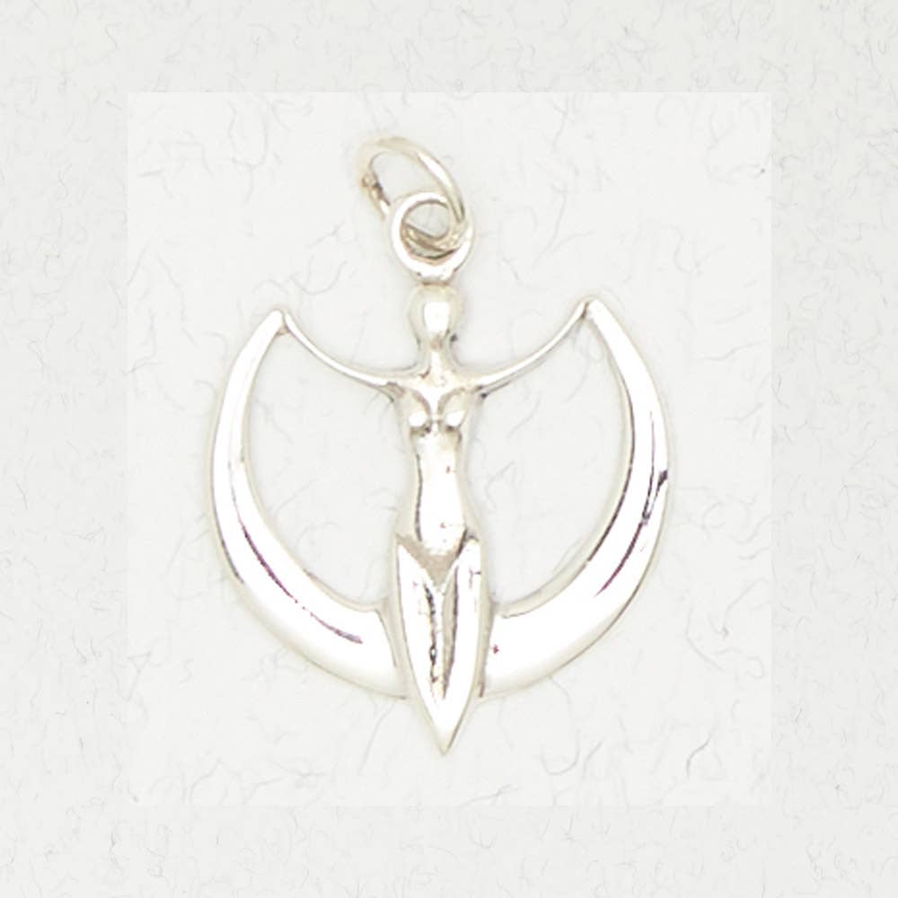 Sterling Silver Pendant - Moon Goddess - Spiral Circle