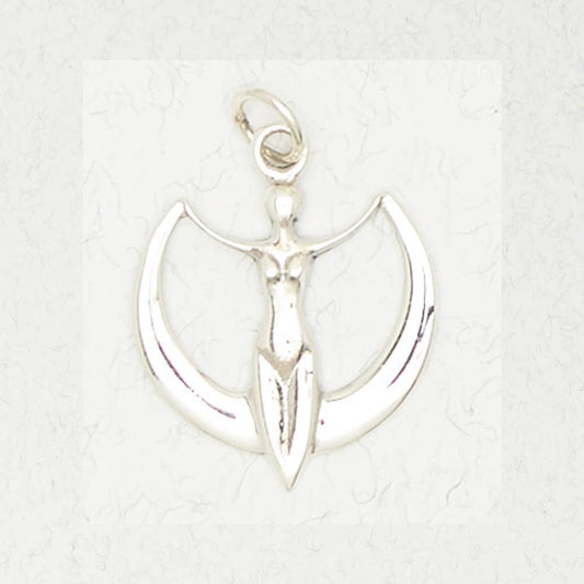 Sterling Silver Pendant - Moon Goddess - Spiral Circle