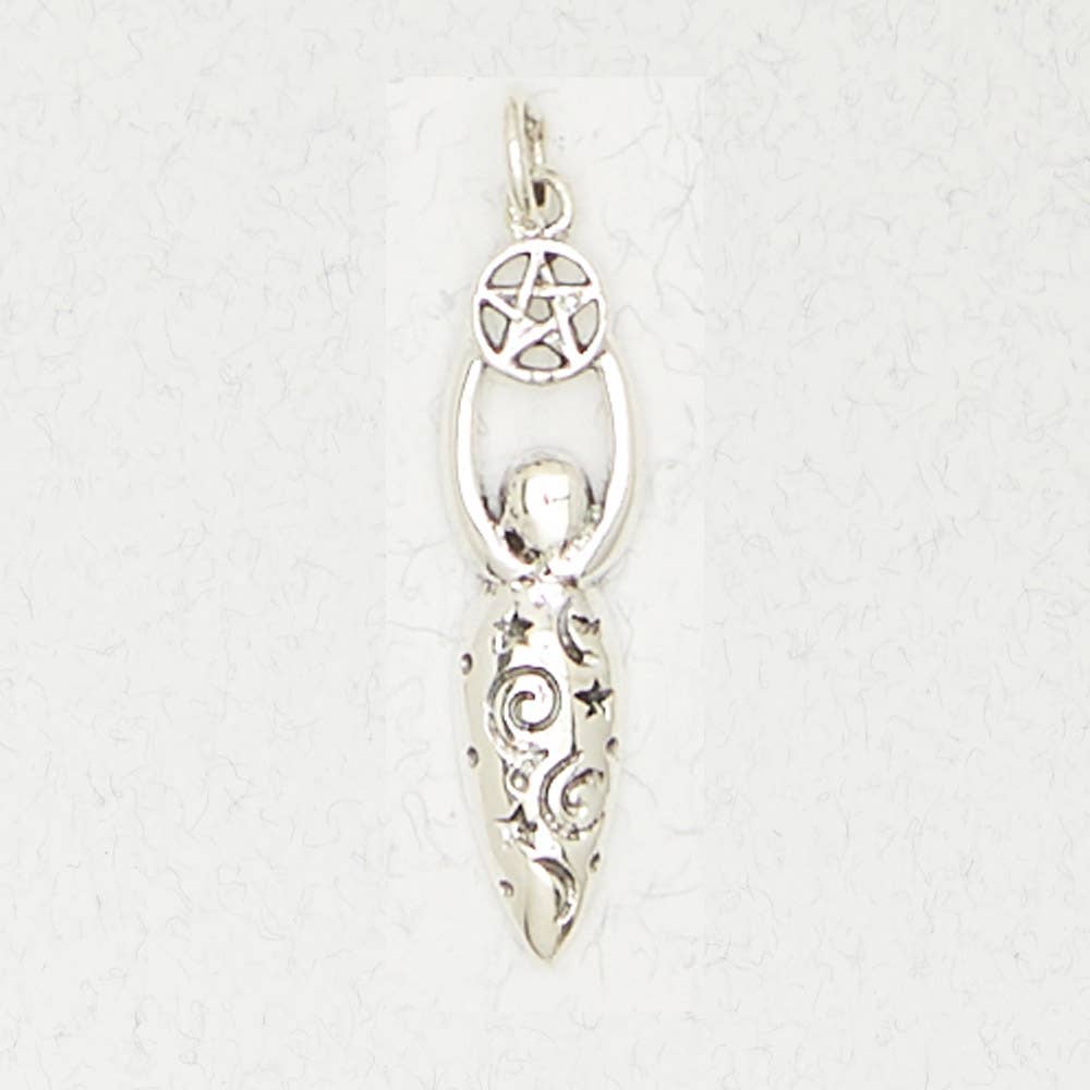 Sterling Silver Pendant - Pentacle of the Goddess - Spiral Circle