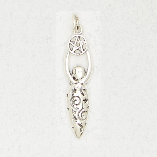 Sterling Silver Pendant - Pentacle of the Goddess - Spiral Circle