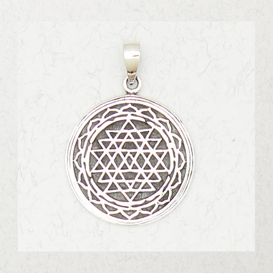Sterling Silver Pendant - Sri Yantra - Spiral Circle