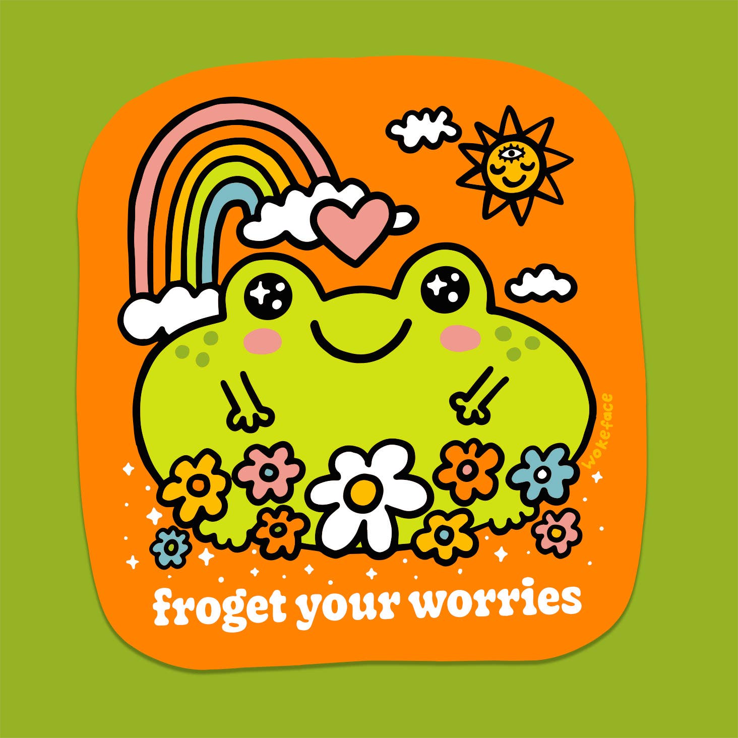 Sticker - Froget Your Worries Frog - Spiral Circle