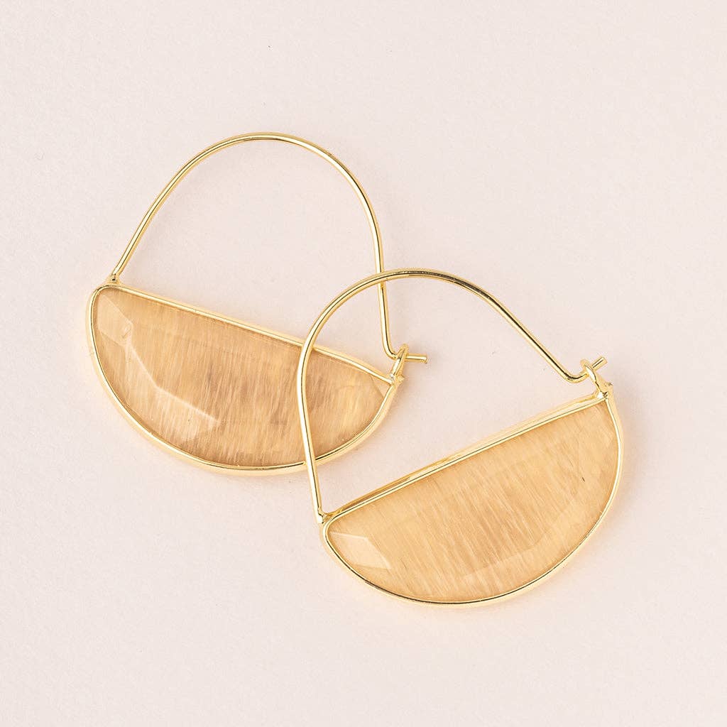 Stone Prism Hoop - Citrine/Gold - Spiral Circle