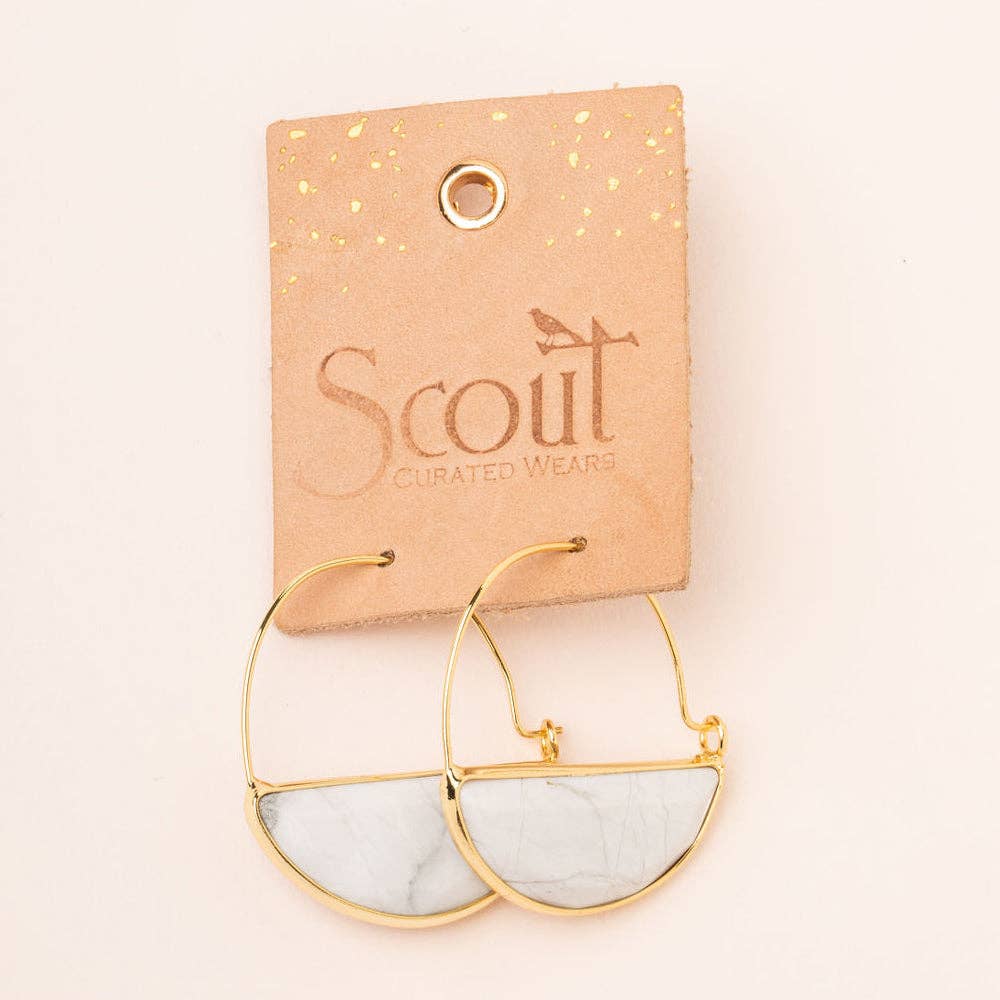Stone Prism Hoop - Citrine/Gold - Spiral Circle