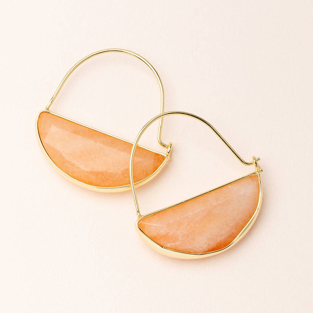 Stone Prism Hoop - Sunstone/Gold - Spiral Circle