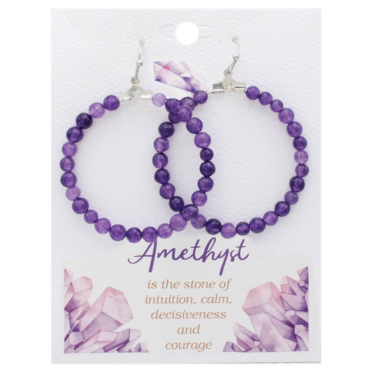 Stone Style Amethyst Bead Round Earrings - Spiral Circle