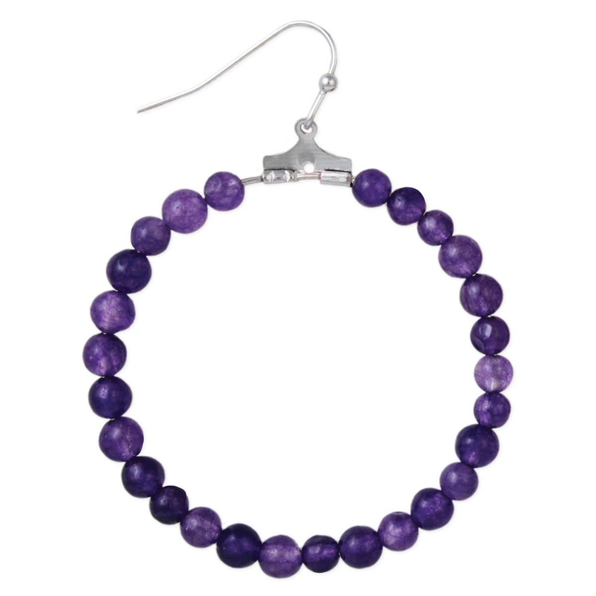 Stone Style Amethyst Bead Round Earrings - Spiral Circle