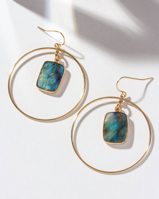 Stoney Hoop Earrings | Labradorite - Spiral Circle