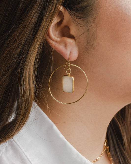 Stoney Hoop Earrings | Moonstone - Spiral Circle