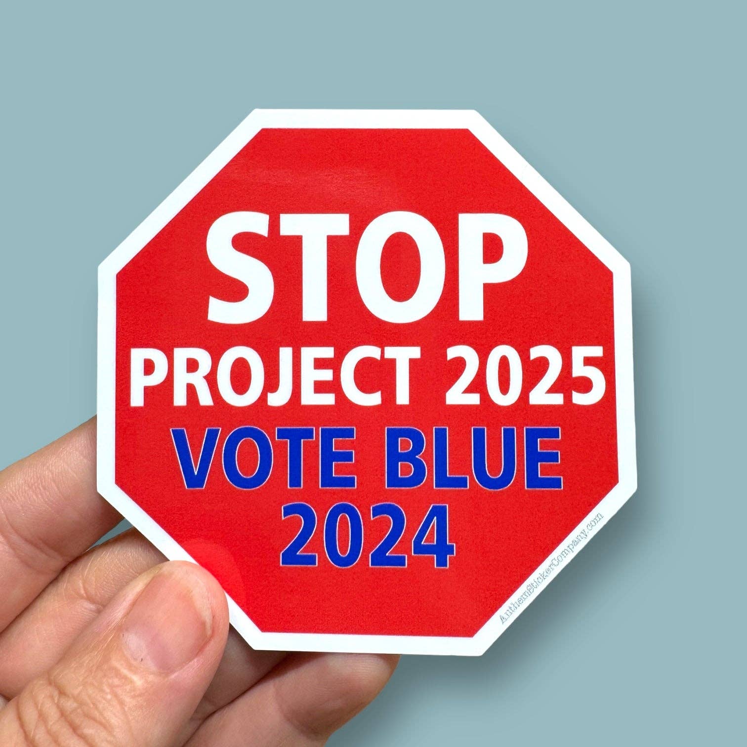 Stop Project 2025 vote blue sign sticker Spiral Circle