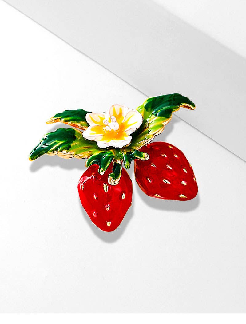 Strawberry Fruit Brooch - Spiral Circle