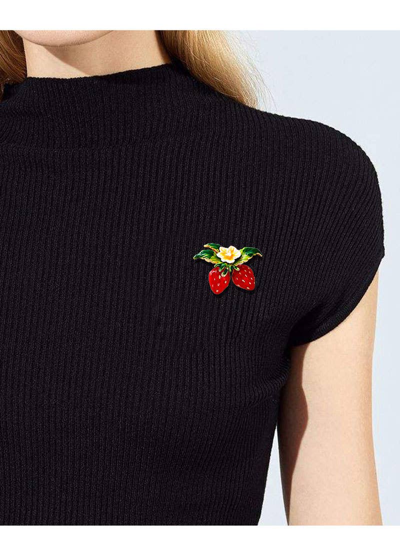 Strawberry Fruit Brooch - Spiral Circle