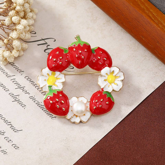 Strawberry Fruit Brooch - Spiral Circle