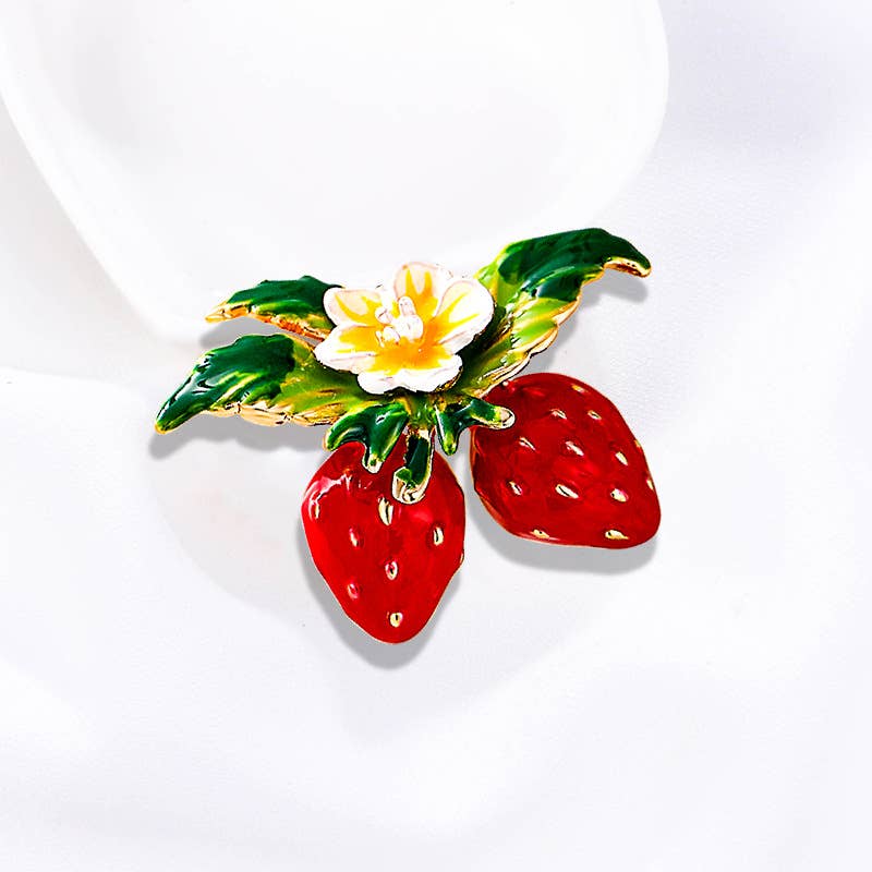 Strawberry Fruit Brooch - Spiral Circle