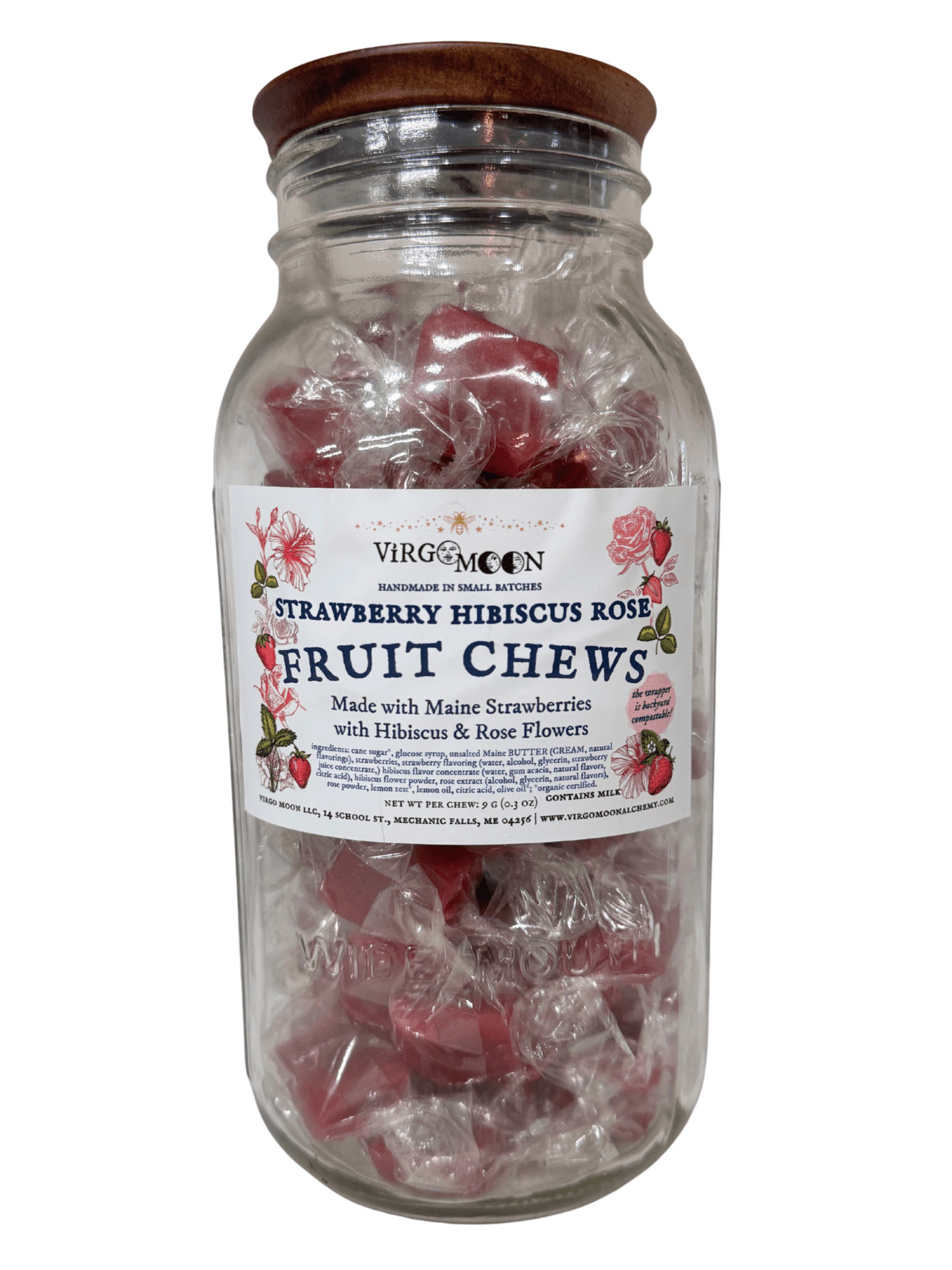 Strawberry Hibiscus Rose Fruit Chews - Bulk - Loose Candies - Spiral Circle
