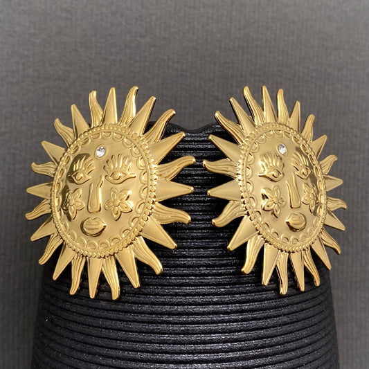 Sun Earrings | 18K Gold Plated - Spiral Circle